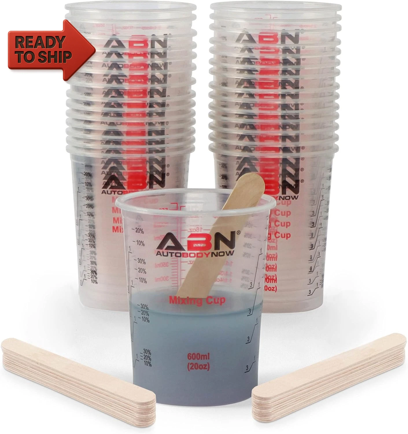 ABN Automotive Paint Mixing Cups 50 Pack 20 Oz Plastic Measuring Cup for Paint
