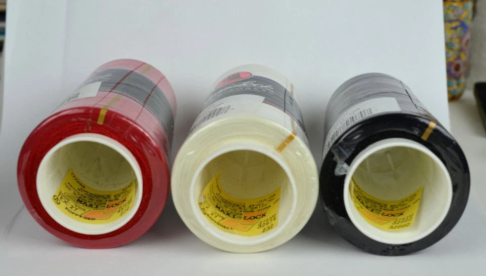 Maxi Lock Serger Thread Poppy Red - Eggshell - Black 3000 Yd Lot of 3 New - Image 4 of 4