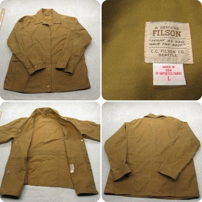 Filson Tin Cloth Cruiser Jacket Womens Large Brown Waxed Snap RARE