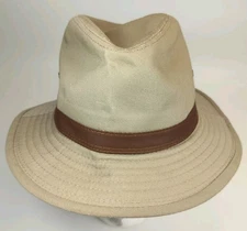 Dorfman Pacific Co. Mens Hat Khaki Beige Brown Leather Band Brim Headwear