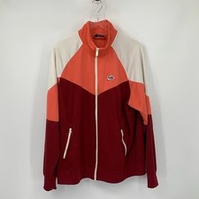 Nike colorblock windrunner zipper jacket knit coat burgundy orange men Large