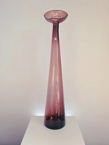 Blenko 8727-29 Monumental Candle Floor Stand Amethyst Don Shepherd Vintage Glass