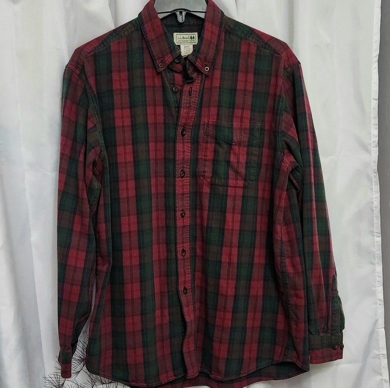 Vintage 90's L.L. Bean Cotton Flannel Red Green Plaid Men's Shirt Large 44/46