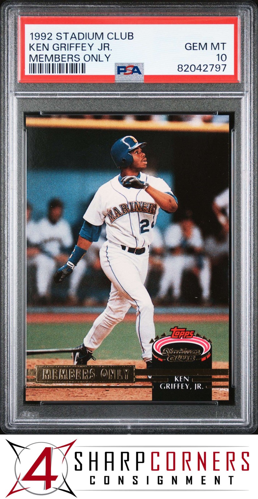 1992 STADIUM CLUB MEMBERS ONLY KEN GRIFFEY JR. MARINERS HOF PSA 10
