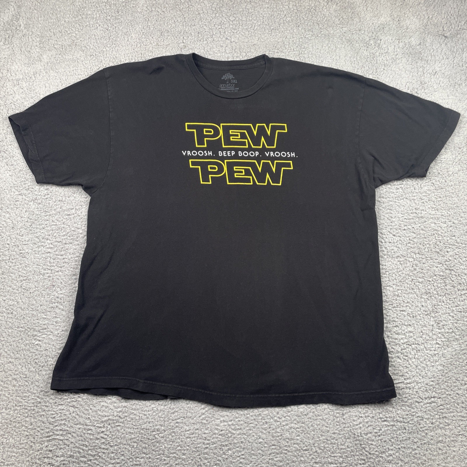 Ann Arbor Men’s T Shirt 3XL Black Pew Pew Vroosh Beep Boop Novelty