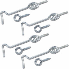Wideskall  2" Inch Zinc Plated Wire Gate Hook and Eye Latch Pack of 4 