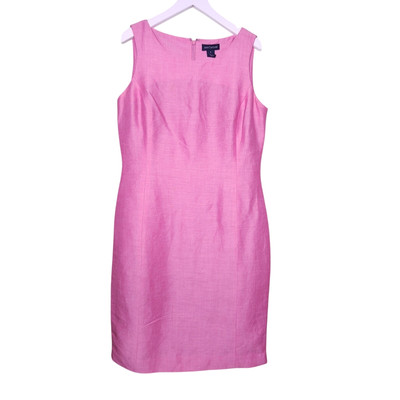 Ann Taylor Linen Dress Size 6 Pink Sleeveless Sheath Classic Preppy Breathable