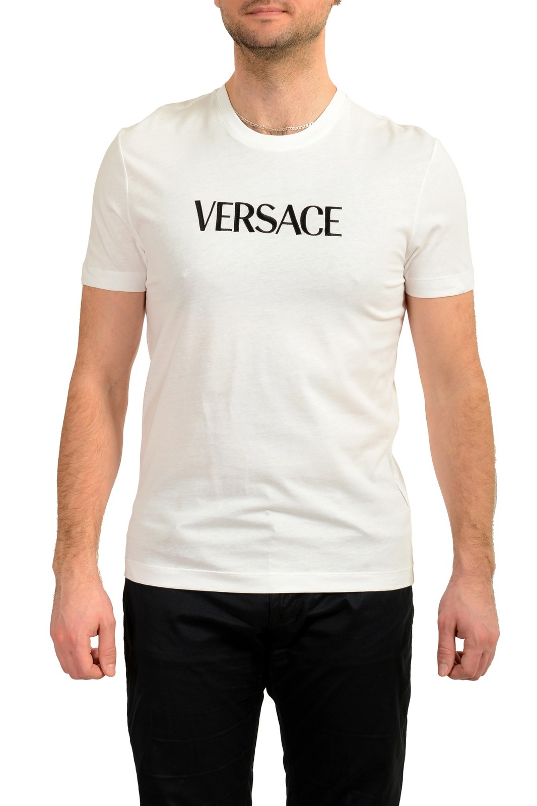 Мужская белая футболка с вышивкой логотипа Versace с коротким рукавом US 3XL IT 58 37090₽