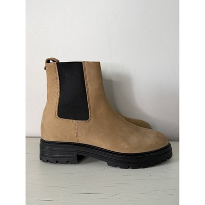 Jenni Kayne Brooklyn Lug Chelsea Boots Tan Nubuck Leather Women's US 9 EU 40
