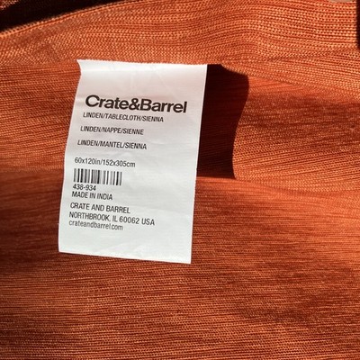 Crate & Barrel Rectangle 60 x 120 Linden Sienna Fall Thanksgiving Tablecloth