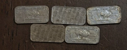 5 One 1 Gram .999 Fine Molybdenum Buffalo Bars 4 Lots of 5 Available....Lot 4397