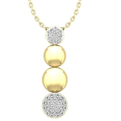 14K Yellow Gold 0.16Ct Lab Grown Diamond Drop Pendant Silver Cable Chain 18''