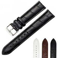 Leather Watchbands Women's Genuine Leather Watchband Buckle Band Black Brown Whi