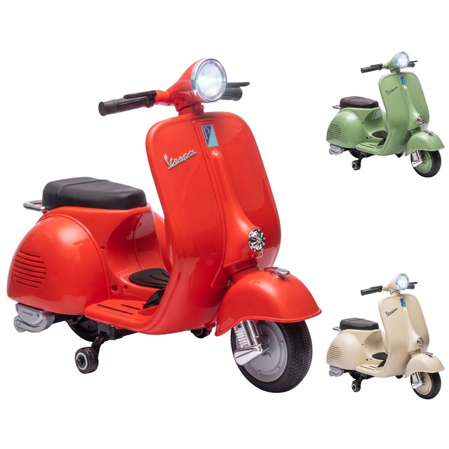 AIYAPLAY Moto Elettrica per Bambini Licenza VESPA con Rotelle Rimovibili