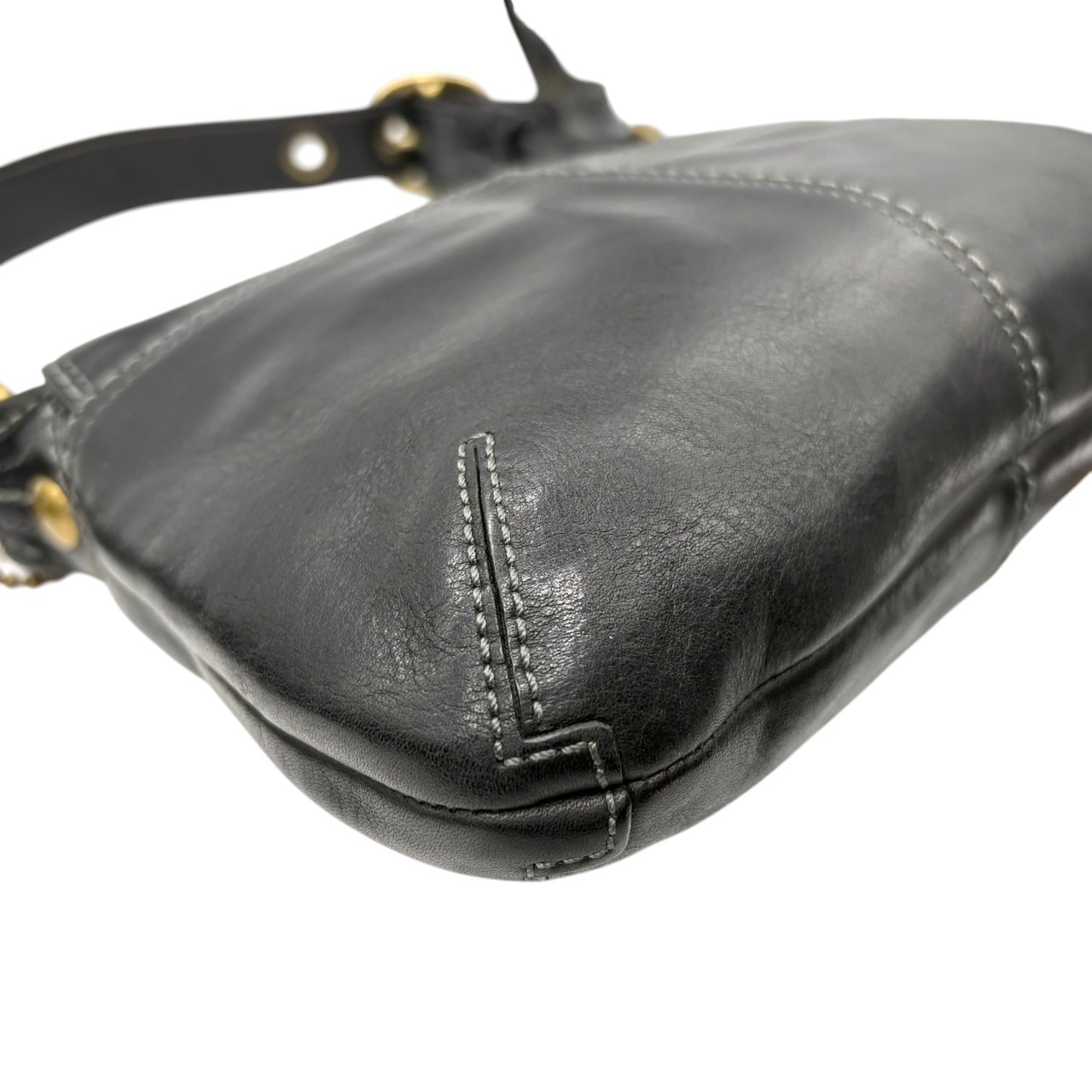 Authentic COACH Leather Handbag Shoulder Bag Black Gold Vintage 11427 i thumbnail 14