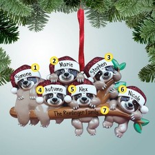 Sloth Family - Family of 6 - Personalized Christmas Ornament