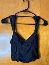 Y2K Vintage Corset Bustier Top Small Black Satin Boho Fairy Goth Whimsigoth