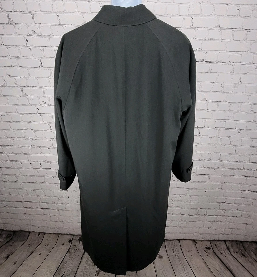 Gabardina larga Sanyo gris carbón abotonada aliento lana forro térmico talla 42R Foto 2 de 4