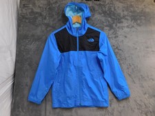 The North Face Boys M 10/12 Blue Hooded Windbreaker Jacket Zip Mesh Lined