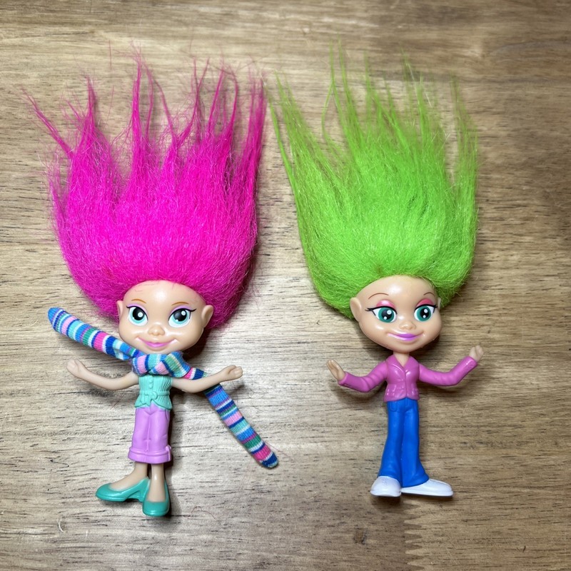 McDonalds Happy Meal - TROLLZ Dolls Set of 2 Pink Hair & Green Hair