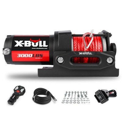  12V 3000LBS Electric Winch Synthetic Rope Electric 3000Lbs-Synthetic Rope