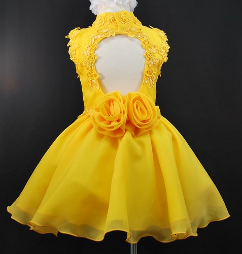 INANT,TODDLER & GIRL PAGEANT FLOWER GIRL FORMAL SHORT DRESS YELLOW BLUE - Picture 4 of 8