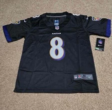 sNWT Lamar Jackson Ravens #8 Black Jersey Youth Small Stitched