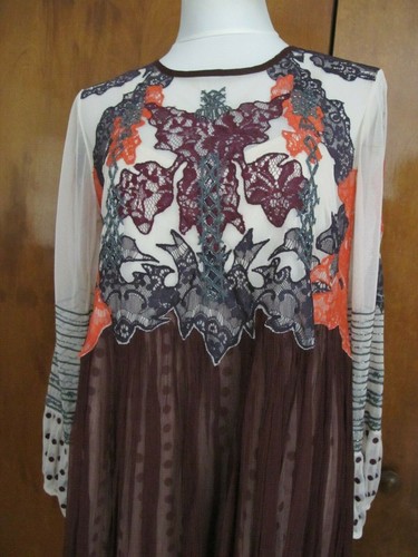 Anthropologie Moulinette Soeurs women's burgundy detailed evening dress 10 new - Picture 2 of 12