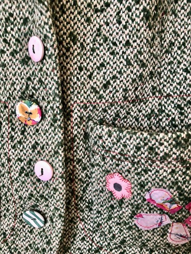 Joe Browns Jacket Size UK 16 Green Tweed Floral Blazer Coat - Picture 3 of 6