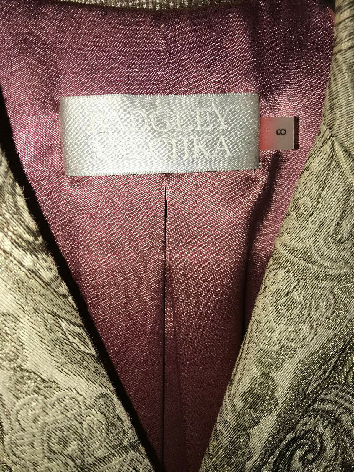 Badgley Mischka Paisley Jacket Swing Coat Cape Coat Lined Formal size 8 RARE EUC image 2