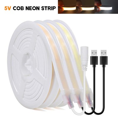 DC 5V USB LED Neon Streifen COB Stripe 320LED Lichtband Wasserdicht Lichterkette