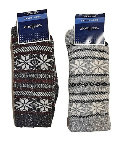 West Loop Women's Boot Socks Crew 2 Pair Pack NWT Gray Shoe Sz 4-10 lot - Picture 2 of 4