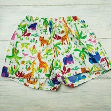 Vintage Flap Happy Rainbow Animal Print Shorts Size Large Elephant Giraffe Bird