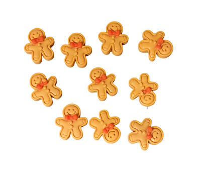 10pc Christmas Style Gingerbread Man Resin Accessories Charms - New