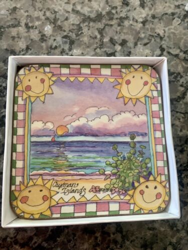 Pimpernel Caribbean Collection Set of 4 Corked Back Coasters Cayman Islands - Picture 3 of 12