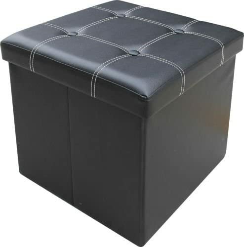 NEW LARGE OTTOMAN FAUX LEATHER STOOL FOLDING SEAT CHEST FOLDABLE STORAGE SINGLE