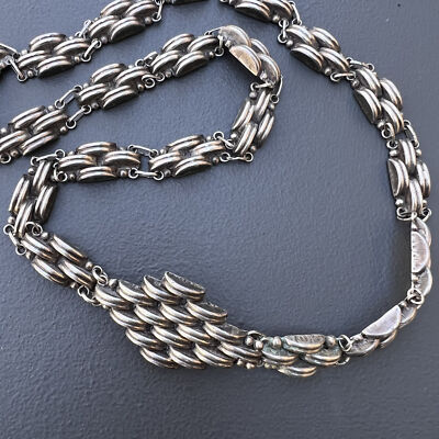 アクセサリー OLD Mexican Jewelry - Belt Type - Vintage Mexican sterling Silver Belt . Necklace. Art deco silver