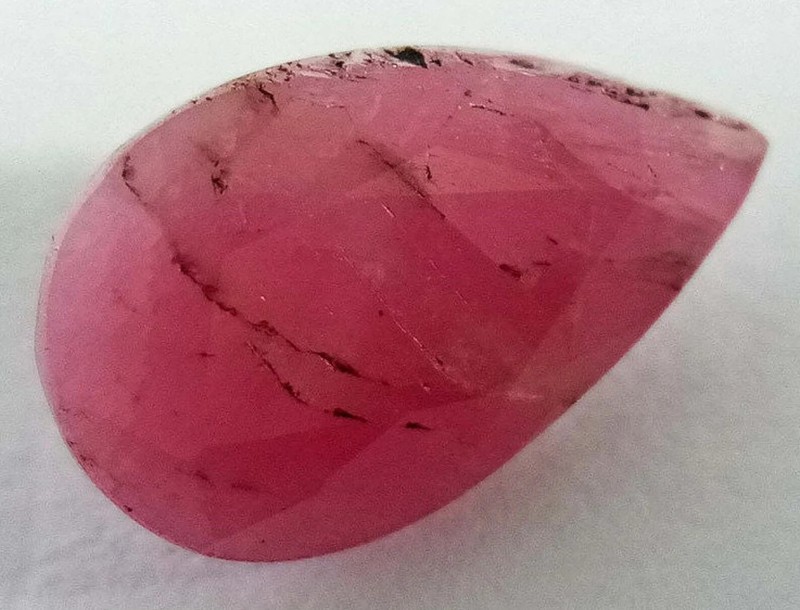Natural Red Ruby Facet Teardrop Pear Unheated No Treatment 4cts