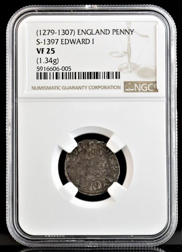 1279-1307 England Silver Penny Edward I Archbishop Mint NGC VF 25