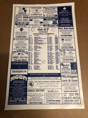2006-2007 Michigan Wolverines Basketball Schedule Poster | eBay