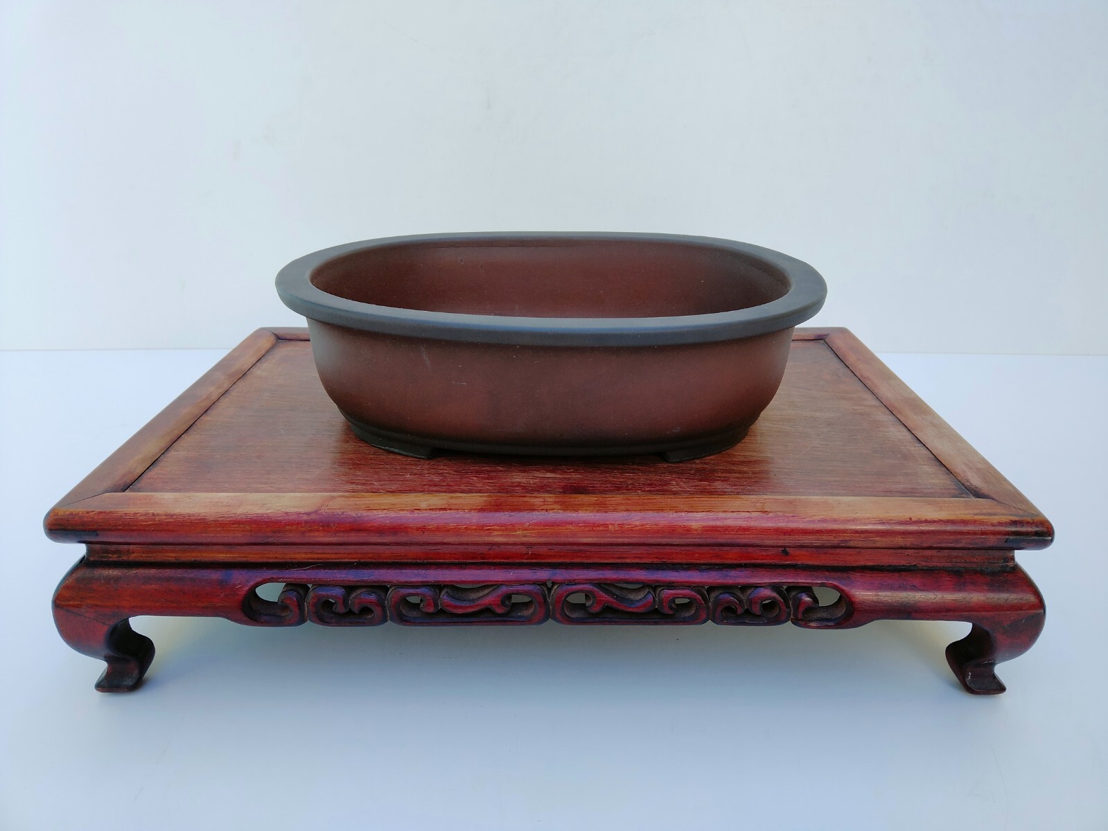 Tokoname Bonsai Tree Pot YAMAKOU Vintage Basic Deep Oval Width 31.5 cm/ 12.4 in.