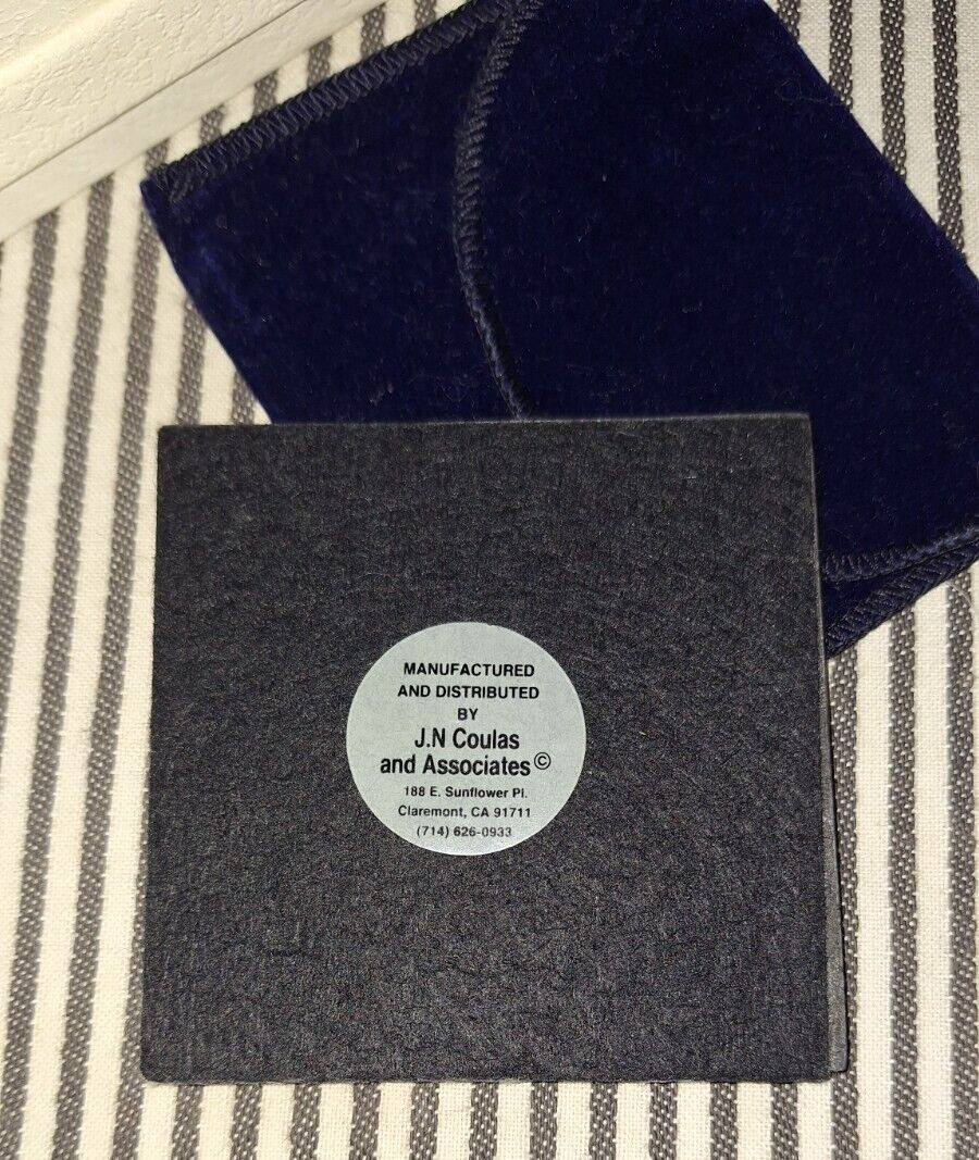 HTF VTG SUNKIST OXNARD LEMON FRUIT CRATE LABEL PEWTER PAPERWEIGHT w/POUCH COULAS