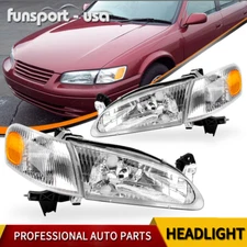 For 1998-2000 Toyota Corolla Pair Chrome Headlights + Amber Corner Signal Lamps