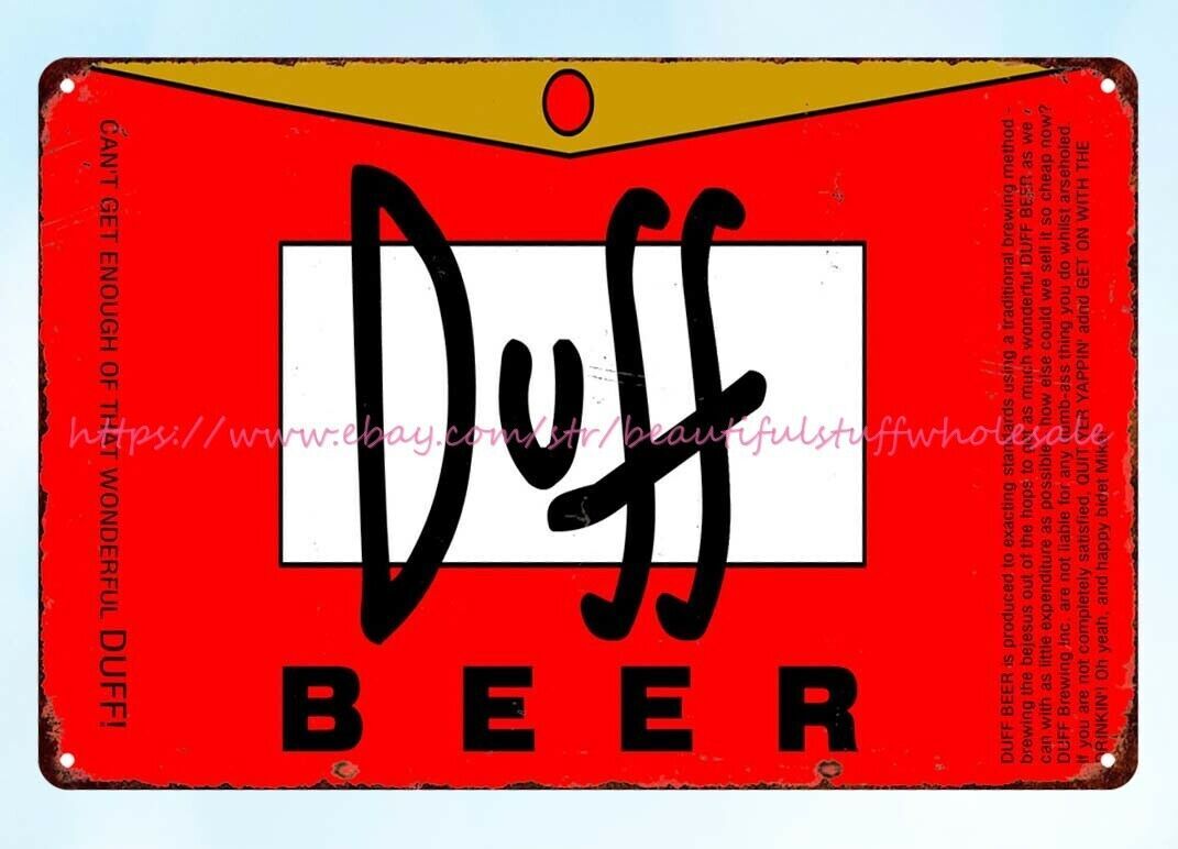 Duff Beer Metal Tin Sign Nostalgic Cottage Farm Wall Plaque