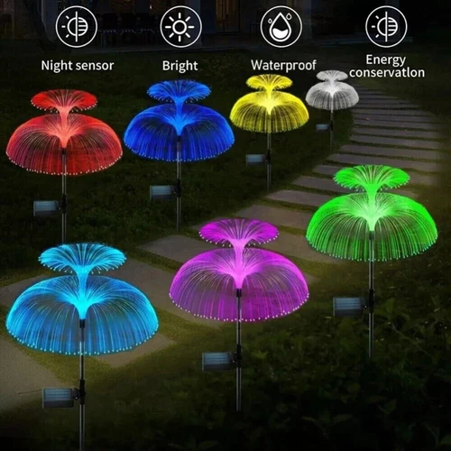 Solar Garden Path Light Waterproof 7 Color Changing Outdoor Jellyfish Stake Lamp - Picture 12 of 17