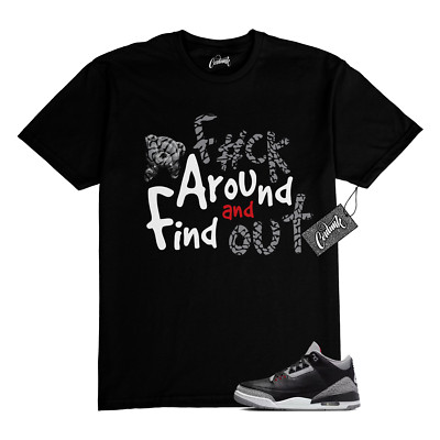 3 Cement Fire Red Cement Grey Elephant Print White T Shirt to Match FCK  Jordan 
