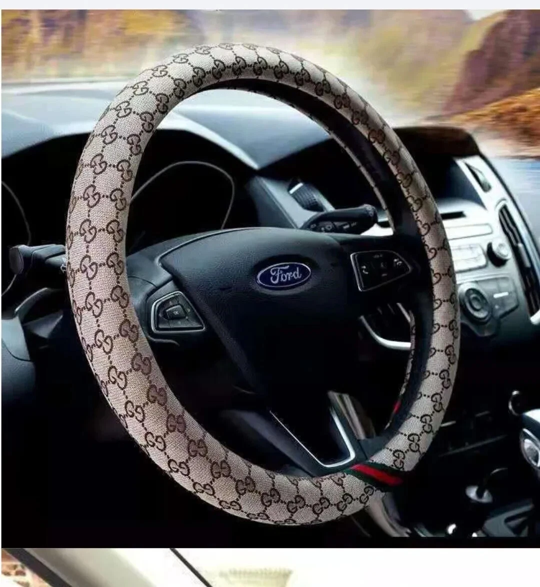 Gucci Steering Wheel Cover fits Most Steering Wheels 14 15 Color Brown beige