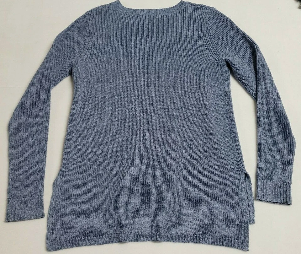 Suéter KENSIE Mujer Azul Mediano Cuello Redondo Tejido Pesado Apretado Dobladillo Dividido Estilo Túnica Foto 2 de 4