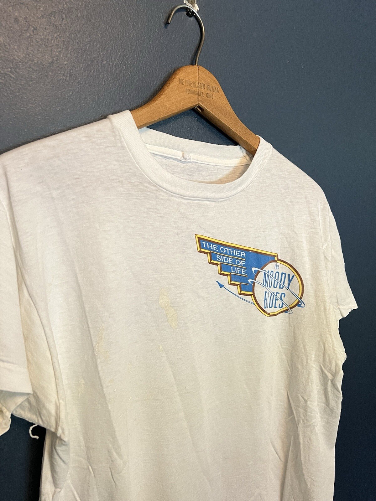 ALTRA T shirt vintage anni 80 Moody Blues altro lato della vita concerto tour taglia media