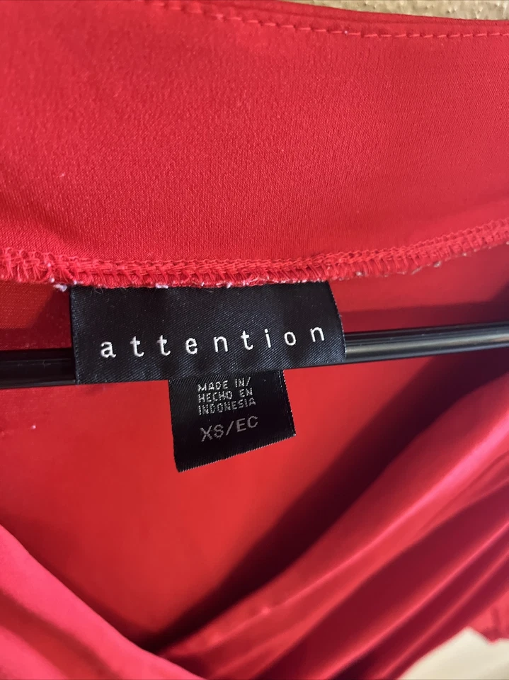 Attention - Blusa Top Mujer Roja Escote en V Manga Corta - Talla XS Foto 3 de 4